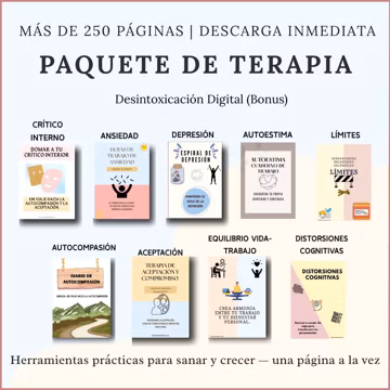 Spanish Therapy Workbook Bundle PDF | CBT, ACT, Anxiety, Self-Esteem, Boundaries (Digital Download)