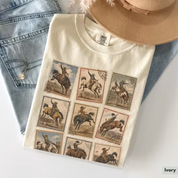 Comfort Colors® Western Cowboy Shirt Vintage Rodeo Stamp TShirt Bucking Horse Country Cowgirl Shirt