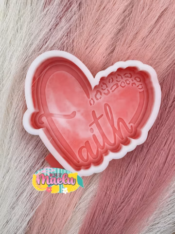 Faith Heart with Leopard Print freshie mold | Silicone freshie MOLD | Freshie Mold | Silicone Mold | 402