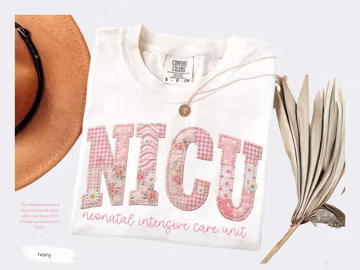 Comfort Colors® NICU Floral Nurse Shirt: Neonatal Intensive Care Unit Faux Patchwork Tee, NICU Nurse Gift, Nurse Appreciation Gifts