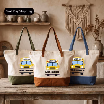 School Bus Driver Tote Bag, Bus Driver Gift, Personalized Bus Driver Bag, Custom Name Tote, School Transport Gift