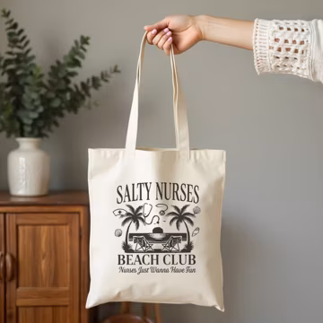 Funny Nurse Tote Bag Salty Nurses Beach Club RN Crew Gift Summer Beach Nurse Week Bag For Hospital Staff Travel Nurse Matching Group