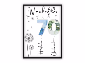 Geldgeschenk zum 70 Geburtstag | A4 | Geld kreativ verschenken | Wunscherfüller | Last-Minute Geschenk zum Selbstdrucken | PDF