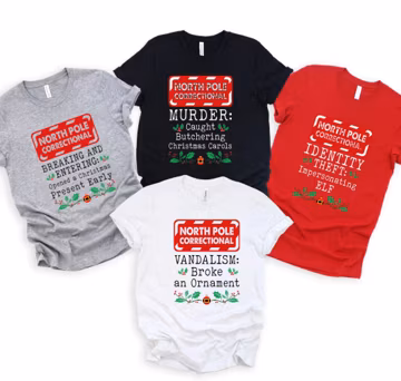Custom North Pole Correctional Christmas 2025 T-Shirt, Funny Christmas Shirt, North Pole Christmas Matching Family T-Shirt, Funny Tees