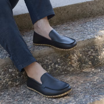Men's Handmade Leather Barefoot Loafers: Grounding Shoes