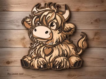 3D Highland Cow Mandala SVG: Laser Cut File (Digital Download)