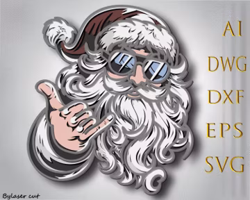 Santa Multilayer SVG,Laser Cut,Paper Cut File,CNC,3D Mandala,Plywood Cutting