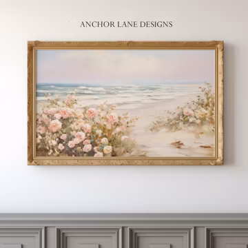 Pink Beach Roses | Landscape Art | Digital Download | Printable Wall Art |