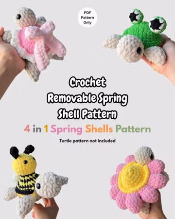Crochet Spring Turtle Removable Shell Pattern Beginner Friendly Amigurumi Plushie (PDF Download)