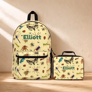 Personalized Bug Backpack for Student Beetle Bag for School Science Gift for Biology Nature Lover Moth Design Lunchbox Laptop Backpack Gift