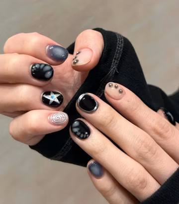 Y2K Graffiti Hand-Painted Press On Nails: Custom Faux Acrylic Gel Nails
