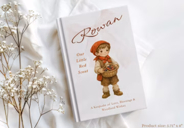 Personalized Little Red Scout Baby Shower Guest Book, Custom Keepsake Memory Book