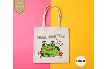 Frog Tote Bag, Yeah Toadally Tote Bag, Grocery Bag, Jute Bag, Frog Toad Accessories, Frog Lover, Art Bag, Animal Tote Bag, Toad Tote Bag