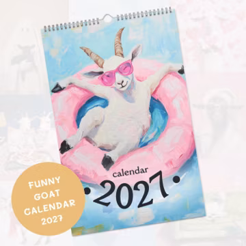 2027 Goat Wall Calendar Monthly Planner, Funny Farmhouse Decor, Cottagecore Stationery