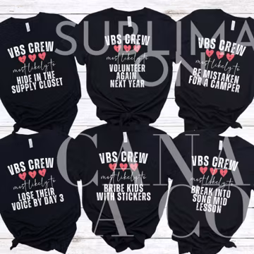 Funny VBS Crew Group Shirt Png Designs, Matching Vacation Bible School Shirts SVG, Most Likely To Group Shirt Png, Bible Teacher Download