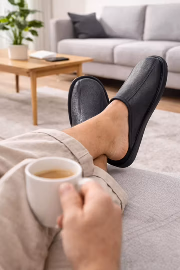Leather Mule Slippers: Comfortable Slip-On House Shoes for Men