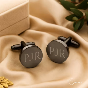 Custom Engraved Wedding Cufflinks Set, Personalized Round Cufflinks for Men Dad Husband, Engraved Round Birthday Cufflinks, Birthday Gift