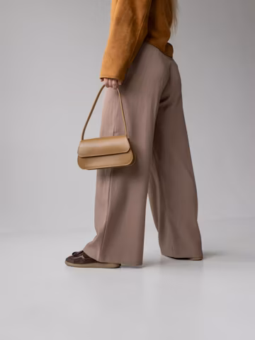 Leather minimalist shoulder bag, small women handbag, personalized top handle purse for her
