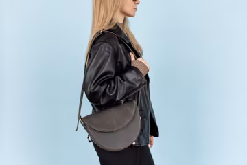 Half-round leather bag, shoulder bag for women, crossbody bag, gifts for her, summer bag, genuine leather bag