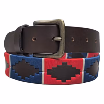 Hand Stitched Leather Polo Belt: Gaucho Style Embroidered Belt