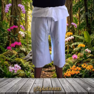 Thai Fisherman Pants 100% Linen Yoga short Pants thick white unisex clothing gift loose fit casual hill tribe clothing