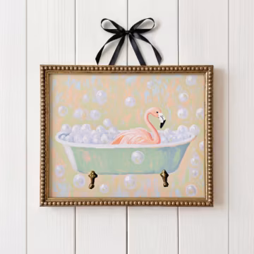 Flamingo Wall Art Bath Time Decor Print Pastel Illustration Children Room Decor Digital Download