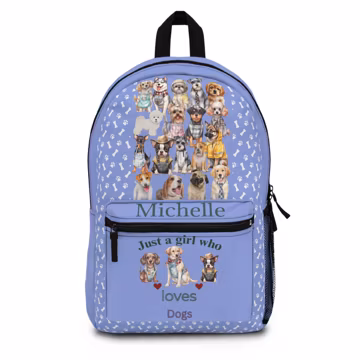Personalized Dog Breed Backpack – Custom Name School Bag