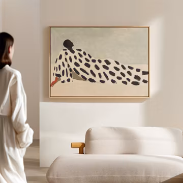 Minimalist Figure Art Print: Black and White Dotted Design (Digital Download)
