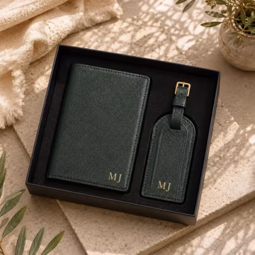 Personalized Passport Holder & Luggage Tag Gift Set | Travel Gift for Bridesmaids | Travel Accessories |