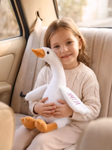 Personalized Embroidered Goose Plush Toy, Custom Name Stuffed Animal, Baby Shower Gift for Kids