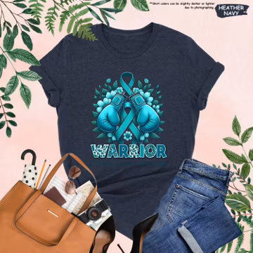 Ovarian Cancer Shirt For Women, Ovarian Cancer Support T-Shirt, Cancer Warrior Gift, Teal Ribbon Awareness Shirt, Teal Cancer Fighter Tee