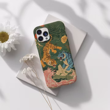 Vintage Japanese Tiger Artistic Phone Case, Japanese-Inspired Tiger Design, Traditional Art for iPhone 16 15 14 13 12 11 Pro Max 8 Plus XR