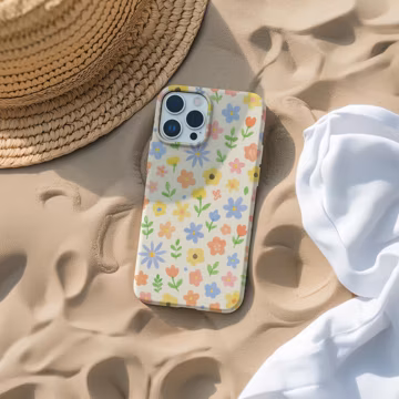 Pastel Floral Ditsy Print Phone Case, Preppy Girly Flower Case, Cute Spring Summer Case for iPhone 16 15 14 13 12 11 Pro Max 8 Plus X XR XS