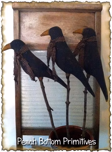 DIGITAL FILE Primitive Crows on Sticks, Crock Fillers, Pokes Printable Sewing Pattern