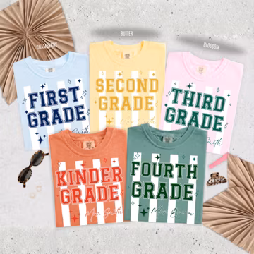 Teacher Team Shirts Back to School Shirt, Grade Level Team Tees First Second Third Fourth Fifth Grade school staff gift Group Matching Crew