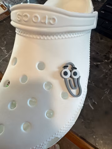 3d printed Microsoft Clippy Shoe Charms. Set of 2