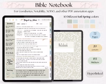 bible study notebook digital planner hyperlinked bible journal goodnotes notability faith journal ipad notes digital stickers pdf