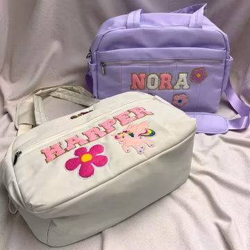 Personalized Name Duffel Bag: Custom Chenille Letter Patch Duffel Bag/Waterproof Inner Bag/Ballet Dance Bag/Sport Bag/Travel/Overnight Bag