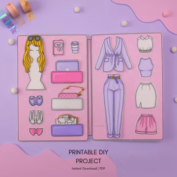 Printable Paper Dolls Dress Up Set | Digital Download | Creative Kids Activities | DIY For Kids | Instant Download | Craft At Home