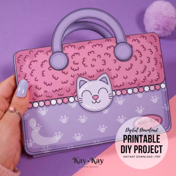 Printable Dollhouse for Paper Dolls Kitty Themed, Digital Download, Crafts for Kids, Dress Up