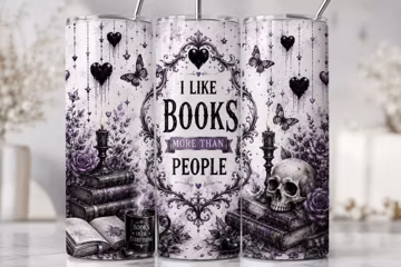 Bookish Tumbler Wrap Black Hearts Gothic Vibes 20ozs Tumbler Wrap Png Sublimation Skin Skinny Tumbler Sarcastic Tumbler Goth Reading