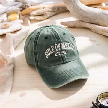 Embroidered Gulf of Mexico Cap, Cotton Washed Hat