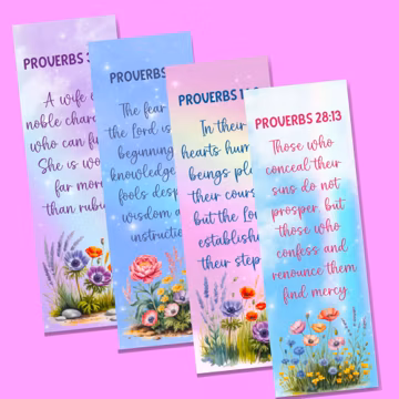 Printable Proverbs Bookmarks,20 Christian Bookmarks, Floral Scripture Bookmark Bundle, Bible Verse Download