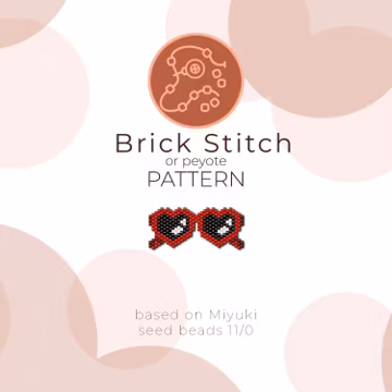 Heart Shaped Sunglasses Brick Stitch Pattern | Brick Stitch or Peyote Pattern based on Miyuki Delica Seed Beads 11/0