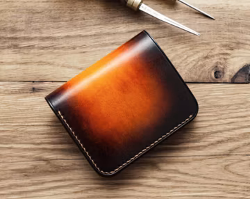 Handmade Veg Tanned Leather Wallet With Brass Clasps: Compact Bifold Card Holder