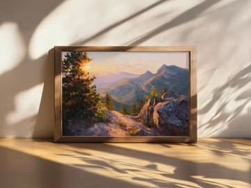 Printable Rocky Mountain National Park Painting, Rockies Range Wall Art, Colorado Summer Alpine Sunset Artwork, Mountain Forest Nature Print