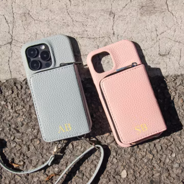 Personalized Wallet Phone Case with strap For iPhone 17 Pro Max Case, 16 15 14 Pro, 13 12 11, Mini Case, Initials iPhone Case Gifts For Mom