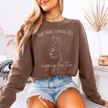 Pregnancy Announcement Shirt, Napping for two, Custom Baby Reveal Coming 2026 tee, Personalized Mom To Be Gift, 1st Mothers day sweatshirt