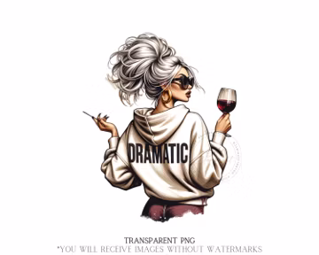 Dramatic, PNG, Blonde, Messy Bun, Wine, Lovers, Sarcastic, Snarky, Sublimation Designs, Digital Download, Png Download, Watercolor