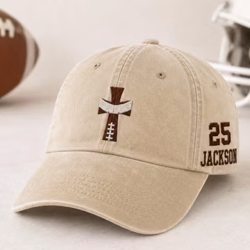 Personalized Football Embroidered Vintage Cap, Football Embroidered Hat, Custom Name Number Cap, Sport Gift for Player, Mom, Family, Team